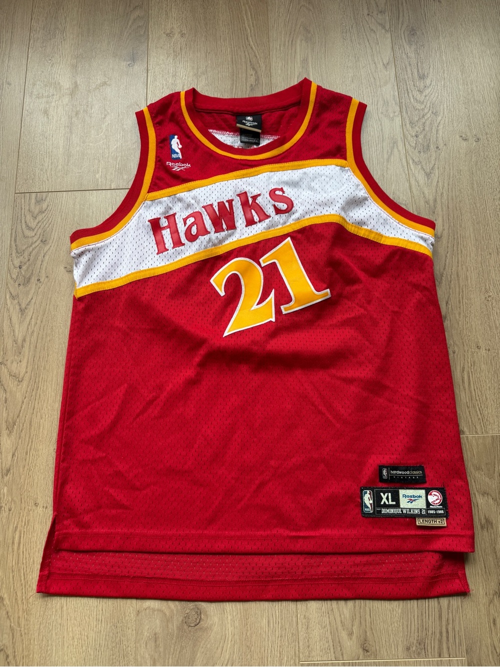 Reebok NBA Dominique Wilkins #21 Atlanta Hawks jersey youth XL 18-20 VTG